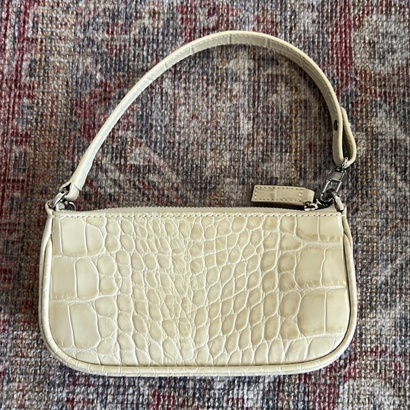 BY FAR Mini croc Rachel shoulder bag in Off-White - Picture 4 of 8